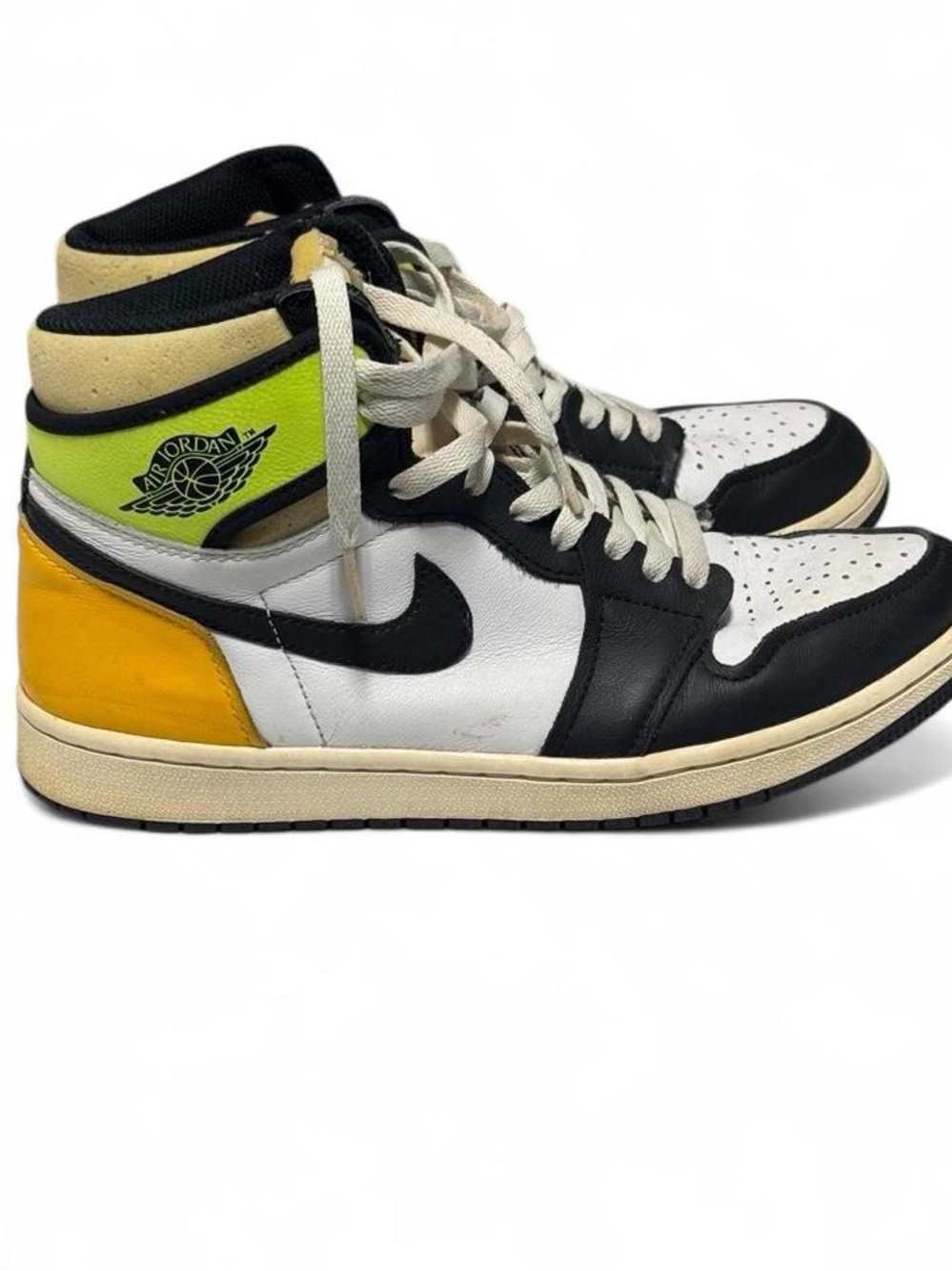 Jordan Men’s High Top Sneakers in Black, White, Yellow, and Lime